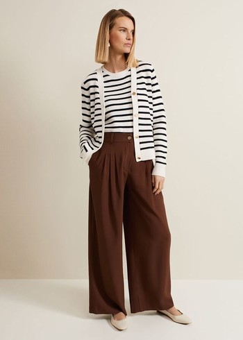 Phase Eight Indiyah Pleated Wide Legs Trousers Brown Canada | QVTUJF-470